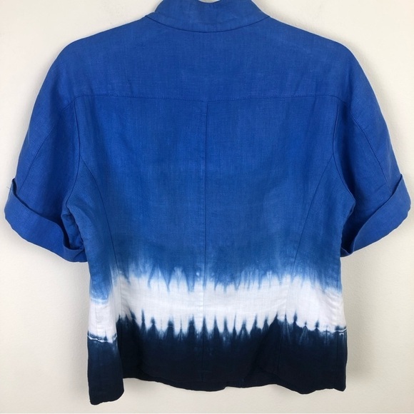 Lafayette 148 petite 100% Linen Short sleeve tie-dye blazer - Picture 10 of 11